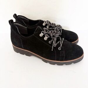 EUC Vionic Ballari Black Suede Oxford Lace Up Shoes Size 9.5